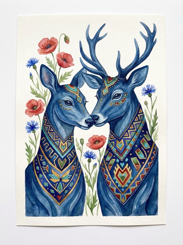 Two Wixárika deer